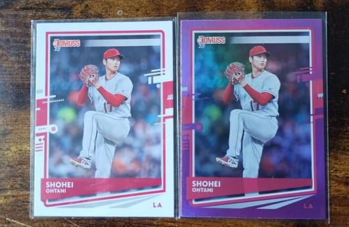 SHOHEI OHTANI 2020 DONRUSS  PURPLE # 94 and BASE card #94.