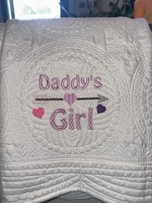 embroidered Baby quilt, Baby quilt, baby blanket, Pink baby blanket