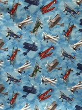 Exclusively Quilters Flying High/Tossed Airplanes Cotton Fabric 1/2 YARD