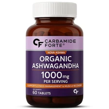 Carbamide Forte Organic Ashwagandha 1000mg Tablets Stress Relief 60 Tablets