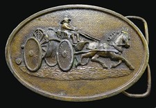 Firefighter Fireman Fire Truck Horse Buggy Vintage Belt Buckle