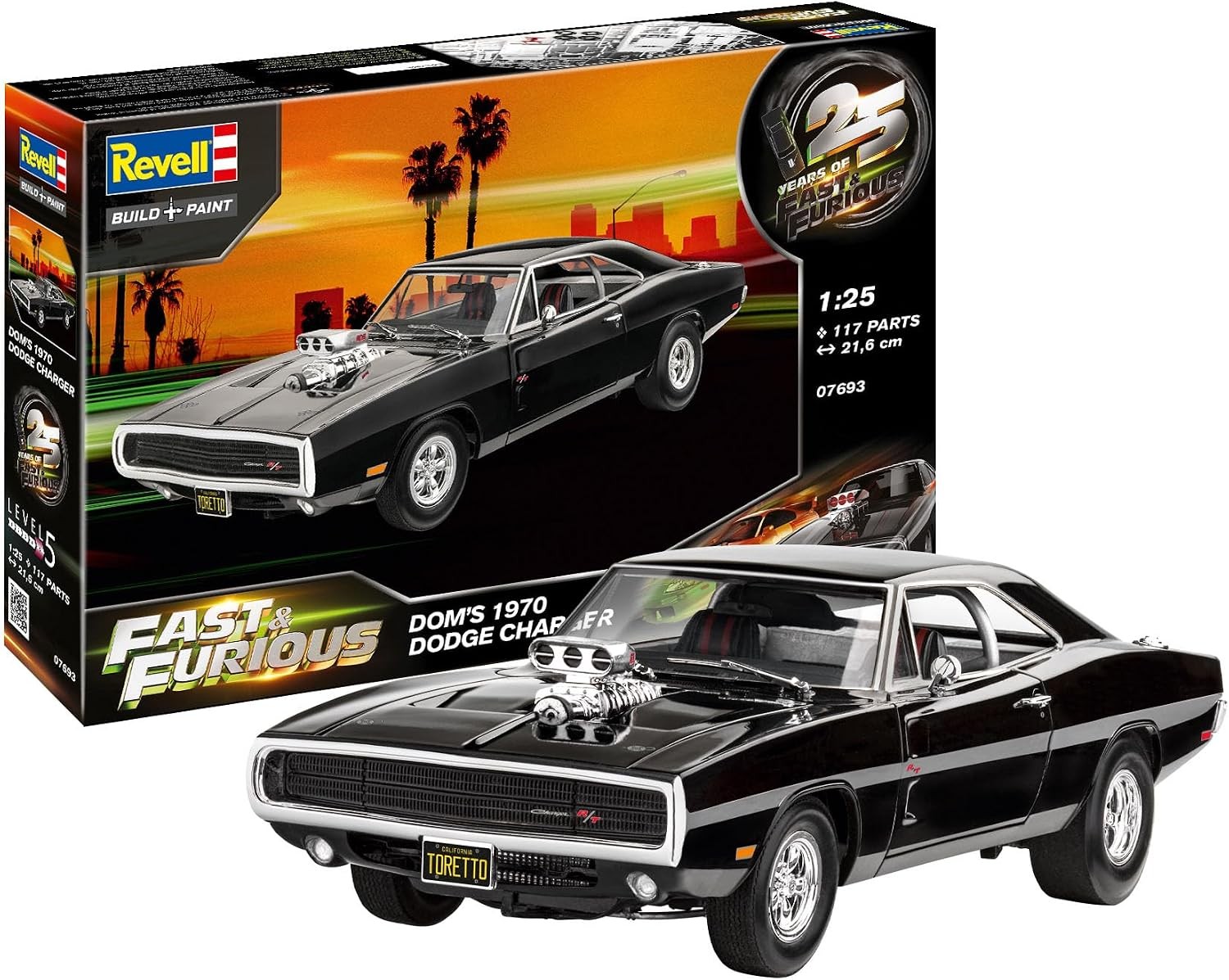 1/25 DOMINIC'S 1970 DODGE CHARGER (FAST AND FURIOUS) (PLASTIC KIT) 07693 - Image 8