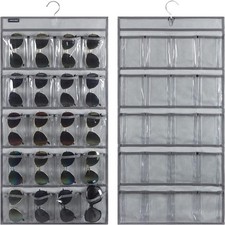 Over the Door Hanging Sunglasses Organizer Storage Sunglass 40 Pockets-grey