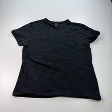 Polo Ralph Lauren Shirt Mens Large Gray V Neck Cotton Pony Preppy Casual