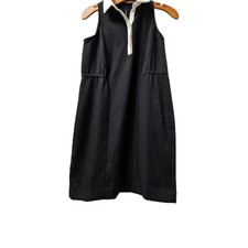 Ann Taylor Y2K Era Sleeveless Black Dress with Contrast Collar