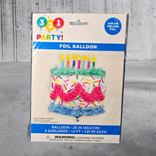 3 2 1 Party Birthday Cake Foil Balloon 25 in Sprinkles Multicolor Air/Helium
