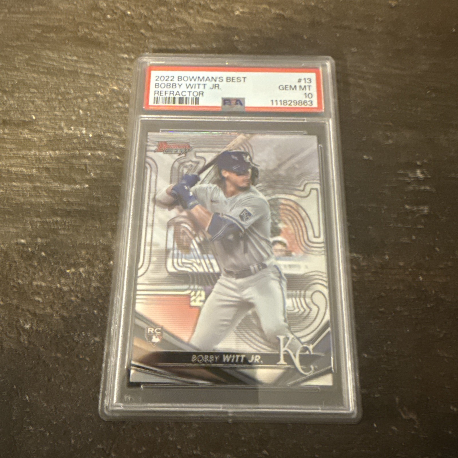 GEM MINT Bobby Witt Jr. ROOKIE CARD REFRACTOR! PSA 10! 2022 Bowman's Best #13
