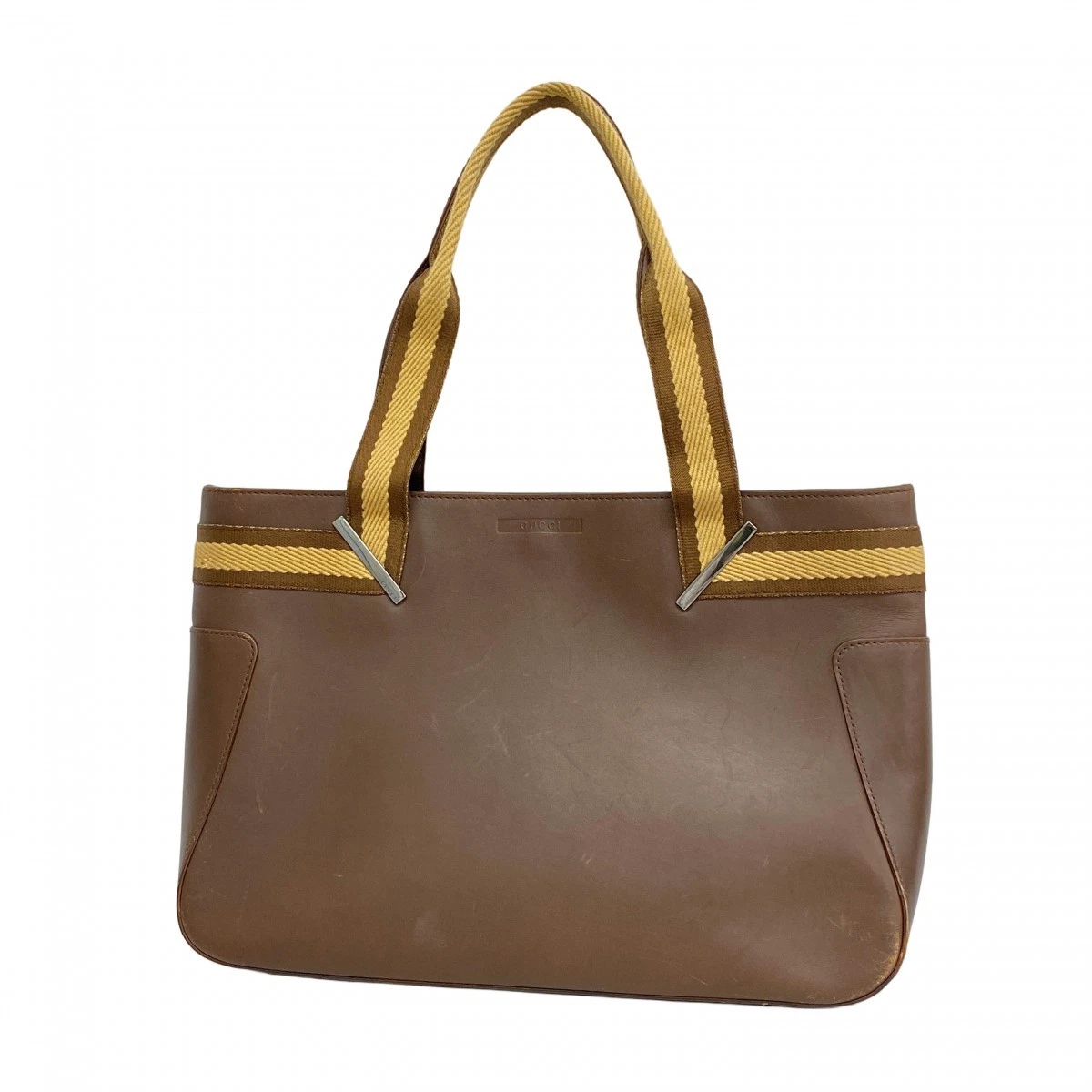 Sac fourre tout Gucci 5Ce5236 002 1135 cuir marron argent raccords occasion femme