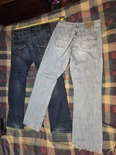 2 Pair Bundle Mens Silver Jeans 33×32