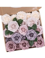 25 PCS Dusty Rose Series Artificial Roses Fake Flowers for DIY Wedding Bouquets