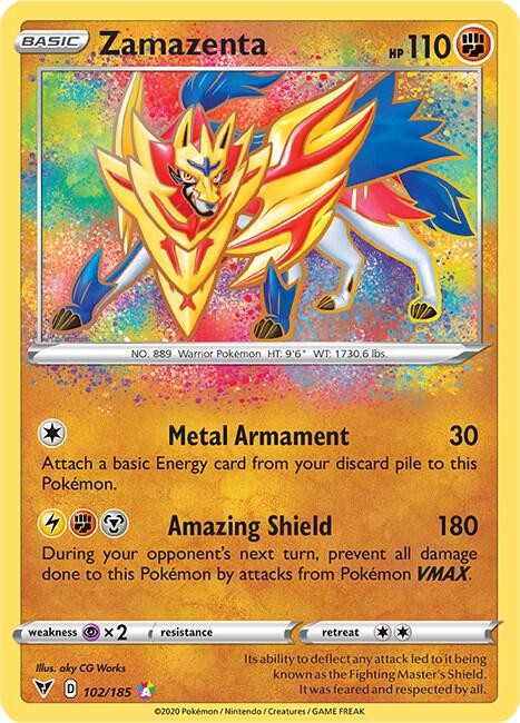 Pokemon TCG SWSH04: Vivid Voltage Zamazenta 102/185 Holo Amazing Rare