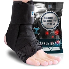 Ankle Brace for Women & Men - Lace up Adjustable Support with Side Stabilizers f