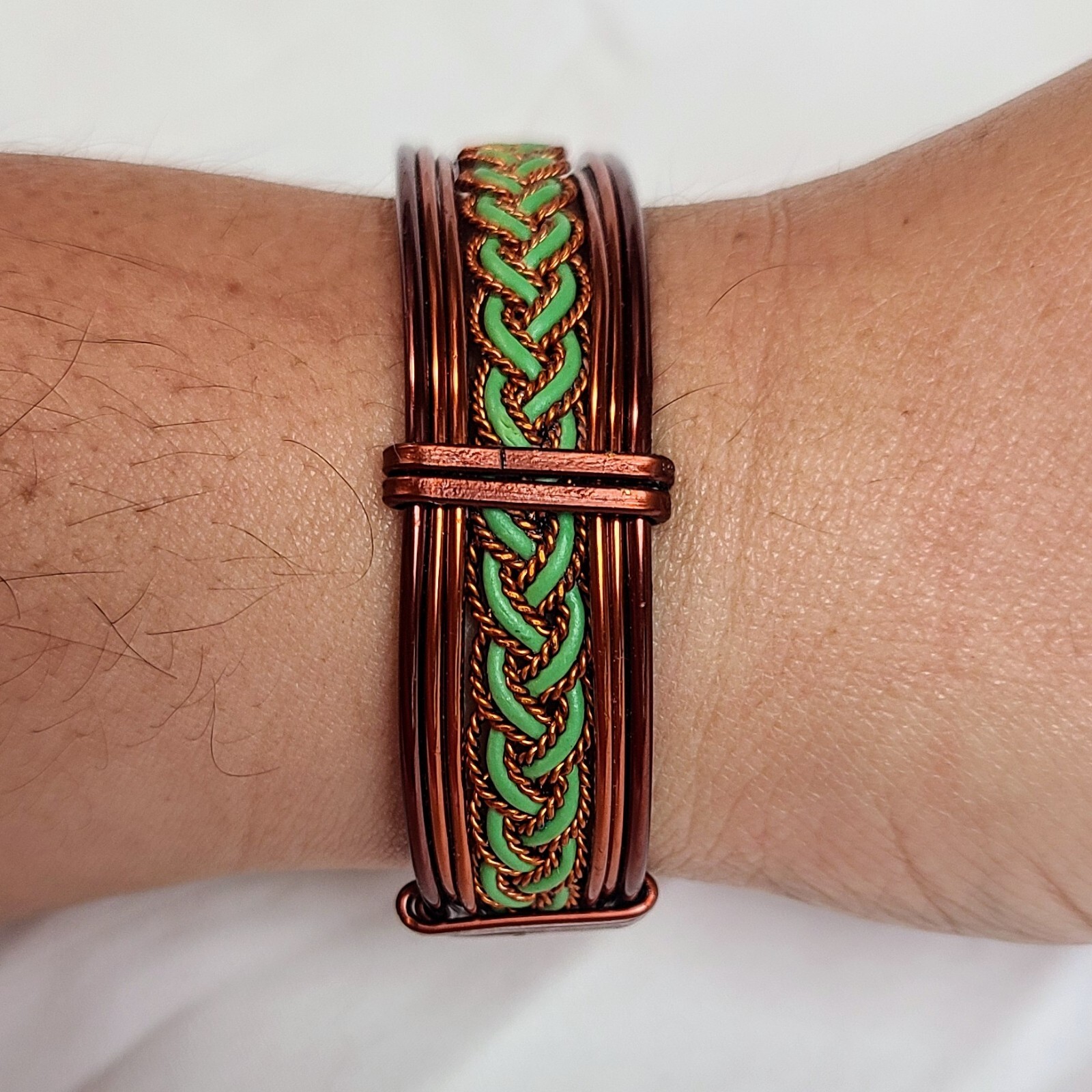 Handcrafted Wire Wrapped Copper Cuff Bracelet Wit… - image 4