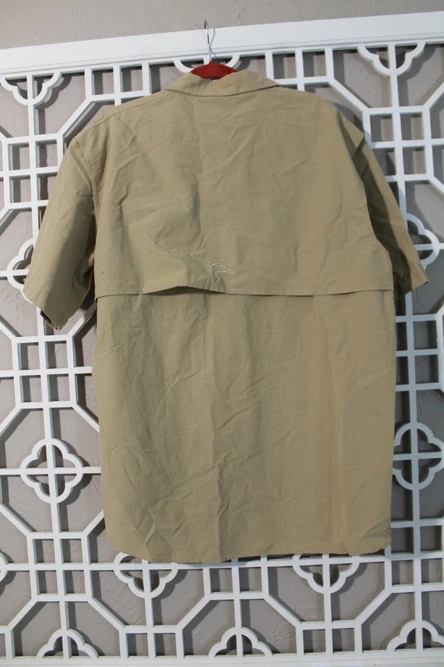 Camisa con botones Ducks Unlimited para hombre L beige bolsillos informales malla ligera para hombre Foto 2 de 4