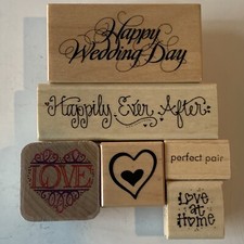 Happy Wedding Day Rubber and Wood Stamp Set of 6