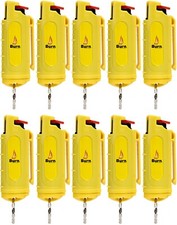 10 Pack BURN Pepper Spray 1/2oz Self Defense Keychain Security Molded Yellow