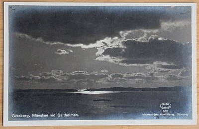 1920s RPPC Postcard Gothenburg Sweden  Moonlight at Saltholmen