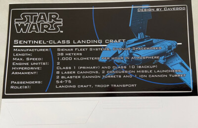 Star Wars UCS Style Sticker MOC Imperial Landing Craft by Cavegod TBC