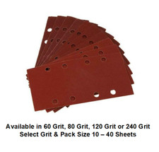 93mm x 190mm - Hook & Loop 1/3 Sheets Punched - Sandpaper Sanding 10-40 sheets