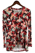 LOGO by Lori Goldstein Printed Rayon 230 Crew Neck Top Garden Rose