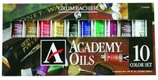 Grumbacher 10-Color Set Academy Oil Paint Tubes for Artists