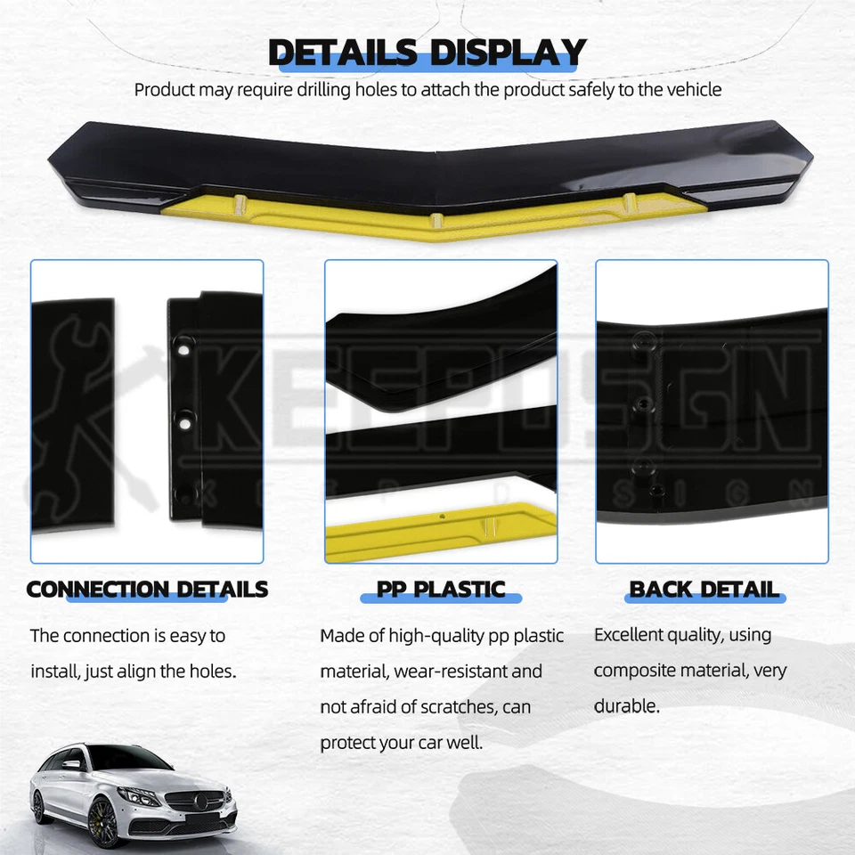 Kit de carrocería separador de labios para parachoques delantero para Lamborghini Urus + varilla amarillo brillante Foto 4 de 4