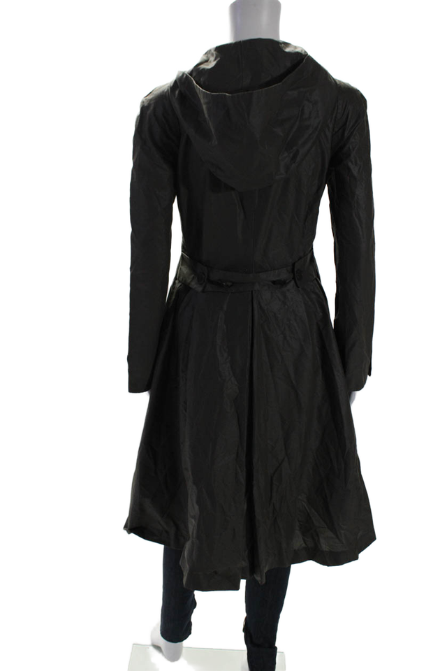 Narciso Rodriguez Womens Double Breasted Hooded Mid Length Jacket Gray