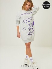 BNWT M MEDIUM GEORGE GREY PEANUTS SNOOPY SWEATSHIRT DRESS longline top 12-14 new