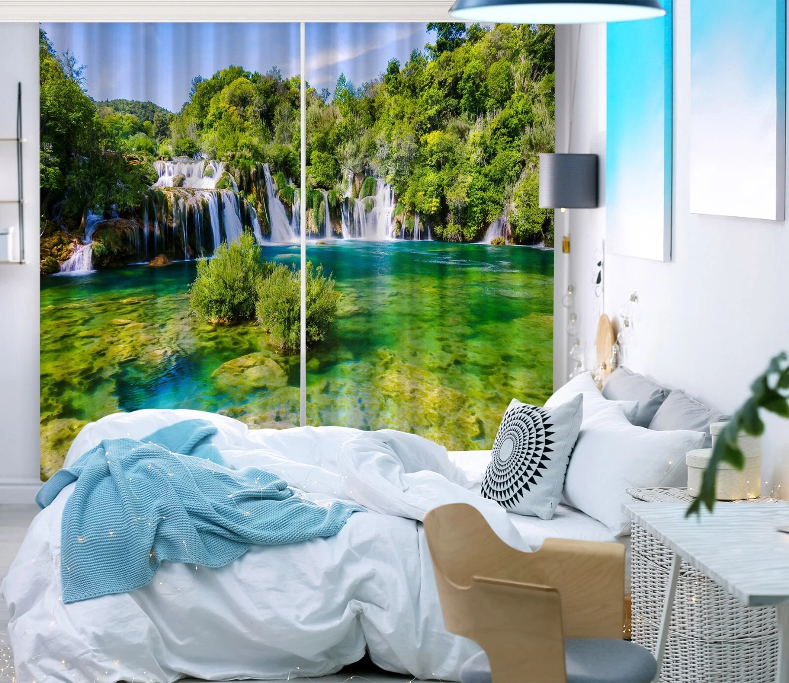 3D Waterfall Lake ZHUC246 Photo Curtain Window Blockout Fabric Vera 2023