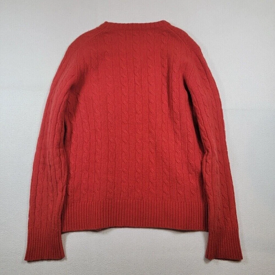 Suéter para mujer Reiss 100 % lana de cordero tejido con cable talla grande rojo cuello redondo Foto 2 de 4