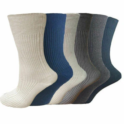 Mens 100% Cotton Soft Diabetic Non Elastic Socks Gentle Grip Comfort UK 6-11