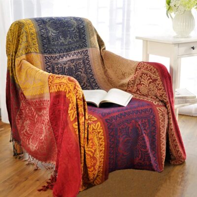 Großer Überwurf - Chenille Jacquard Quasten Überwurf Decke Sofa Stuhl Bezug Hippie