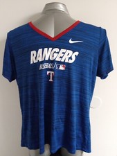 Nike Texas Rangers Jersey Shirt XXL Blue Pullover Dri Fit Vneck baseball MLB