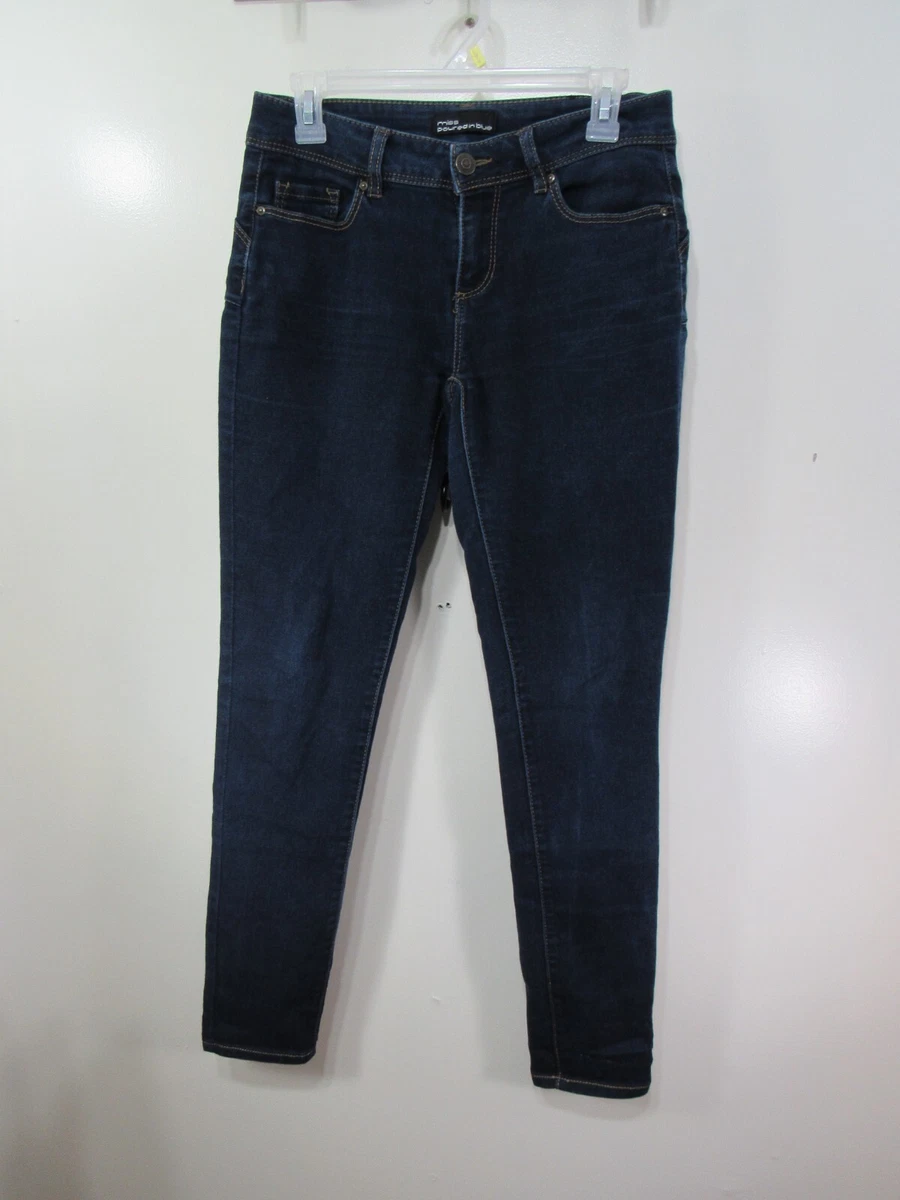 Womens Miss Poured In Blue Jean Pants Size 4 Blue Denim Button Zipper Pockets
