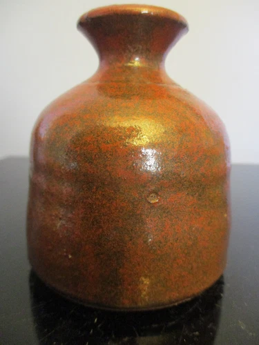 Vintage Mid Century Studio Art Pottery Hand Thrown Miniature 3-1/4" Red Vase!
