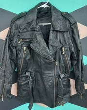 Motorcycle Women's The Leather Ranch Large Black Moto Jacket Vintage 