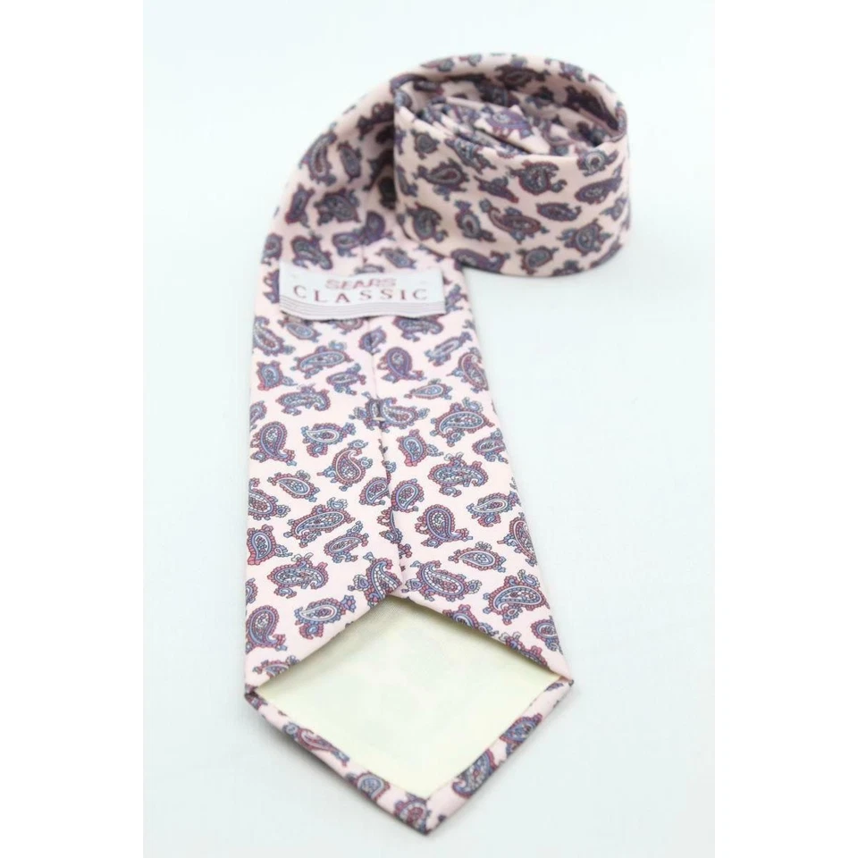 Corbata Sears Clásica Para Hombre Paisley Vintage Regular Corbata Rosa 43107 Foto 3 de 4