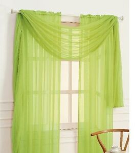 Popular lime green window valance Sheer Scarf Window Treatments Curtains Drape Valances 63 84 95 Lime Green Ebay