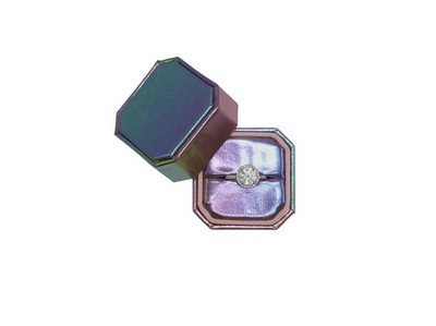 Flowers & Bliss Premium Luxury Single Ring Box (Black Iridescent, Single Bevel)