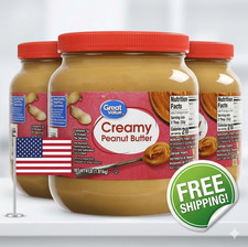 Great Value Creamy Peanut Butter, Spread, 64 oz Jar 1/2/3 Pack