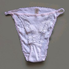NWOT Vintage Second Skin Era White Cotton String Bikini Sissy Panties Sz S