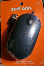 USB Optical Mouse Surf Onn Wired Black Anti-Slip 3 Button Scroll Wheel
