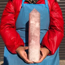 5.17LB Natural Pink Rose Crystal Obelisk Quartz Tower Healing