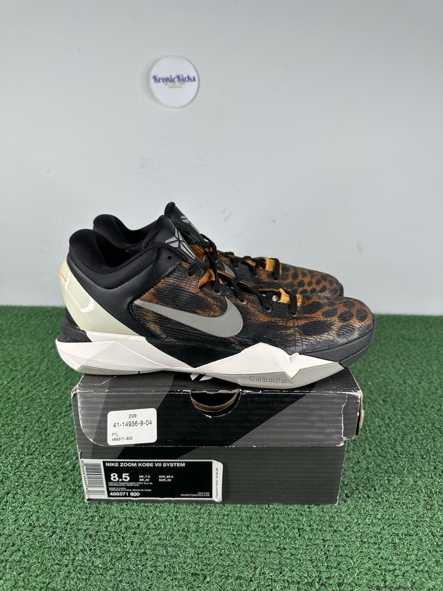 Size 8.5 - Nike Kobe 7 System Cheetah 2012 Black Silver 488371-800
