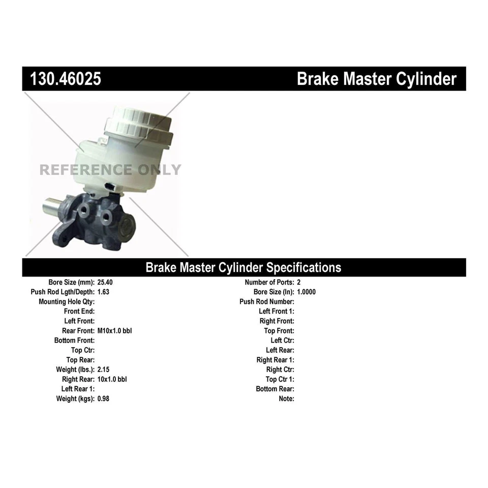 Cilindro maestro de freno Centric Parts 130.46025 para 06-12 Eclipse Galant Foto 4 de 4
