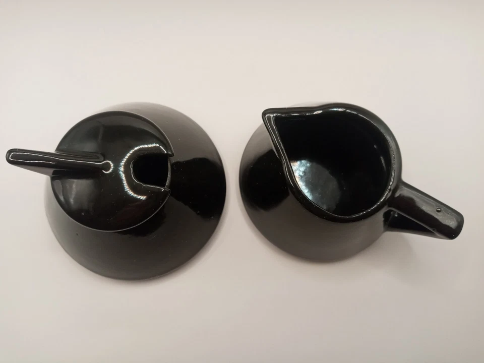 Juego de crema y azucarero negro Art Deco posmoderno estilo Memphis vintage Foto 4 de 4
