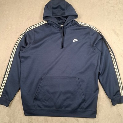 Nike Hoodie Herren XXL Blau Swoosh Tape Pullover Kapuze Sportswear Sweatshirt NSW