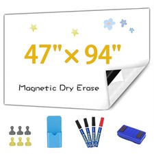 Magnetic Whiteboard , 47" x 94" Stick on Magnetic Dry Erase White Board Stick...