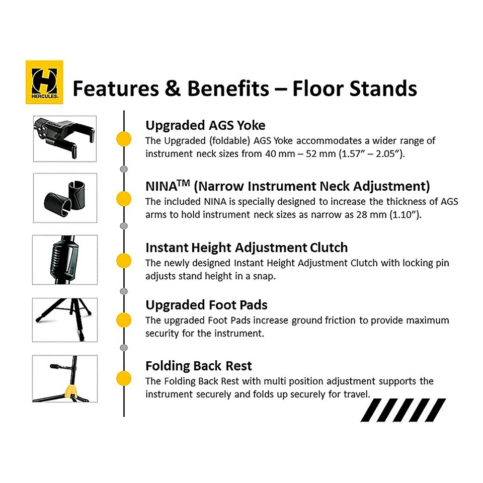 Универсальная подставка для гитары Hercules GS422BPLUS AutoGrip Duo со складной спинкой - Изображение 4 из 4