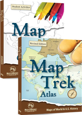 NEW Master Books Map Trek SET Atlas and Outlines Homeschool Geography Grade 1-12